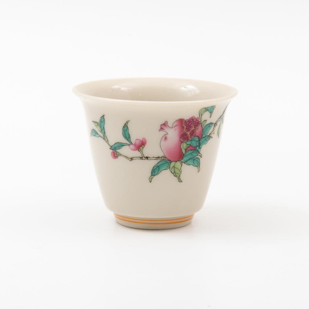 草木灰 手書き風ザクロ茶杯 50ml