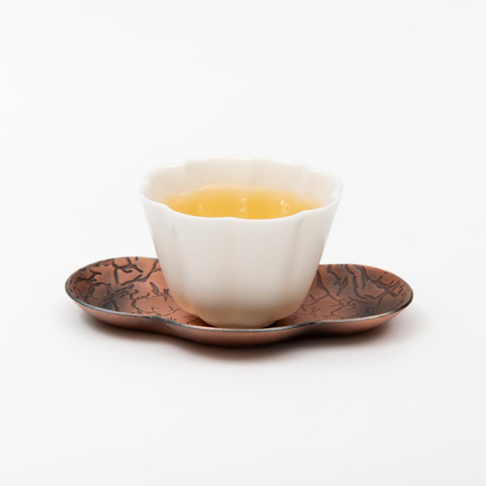 金属茶托紅銅 花型