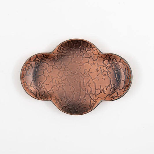 金属茶托紅銅 花型