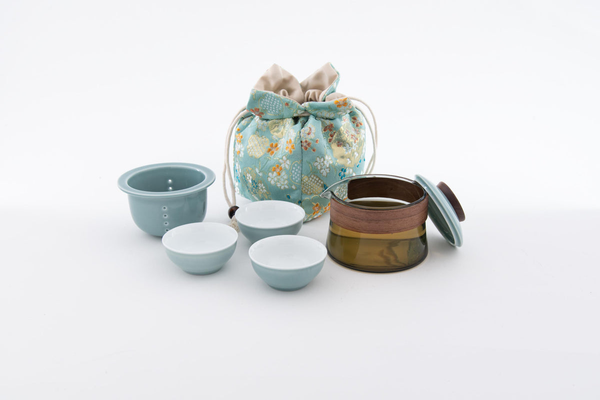 【茶旅 - トラベル茶器セット】ワイド／青磁